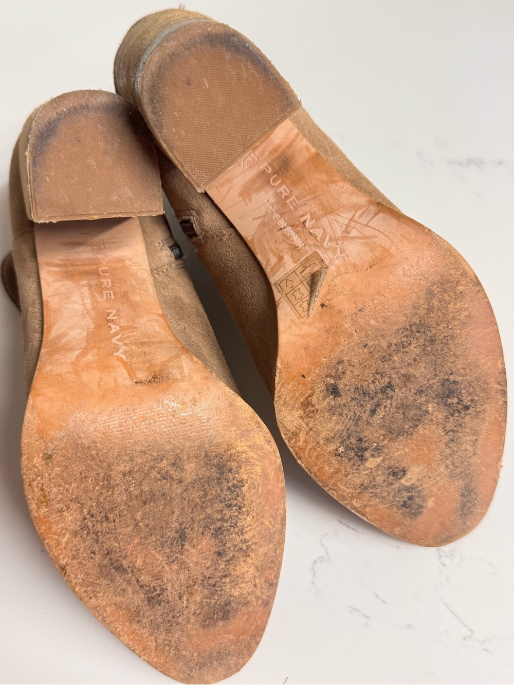Pure Navy Taupe Suede and Leather Heel Cowboy Booties Size 8.5 - Picture 8 of 8